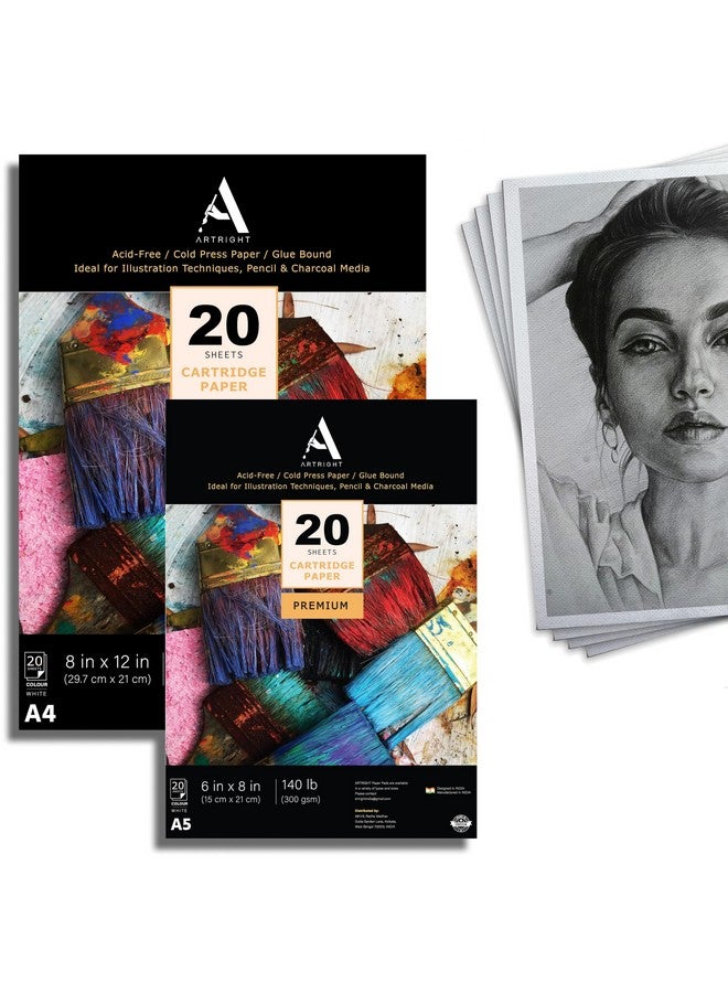ArtRight ArtRight Drawing & Sketching Paper Combo of A4 (20 Sheets) & A5 (20 Sheets) - Handmade Drawing & Sketching Papers for Pencil, Charcoal, Ink and Mixed Media - Image 1