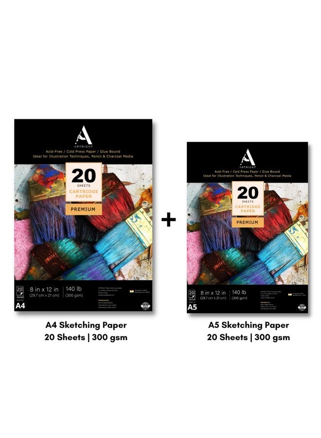 ArtRight ArtRight Drawing & Sketching Paper Combo of A4 (20 Sheets) & A5 (20 Sheets) - Handmade Drawing & Sketching Papers for Pencil, Charcoal, Ink and Mixed Media - Image 2