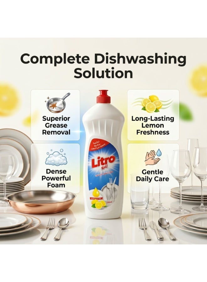 Litro Cleaner Dishwasher Liquid Lemon 750ml – Concentrated Dish Soap for Grease Removal, Powerful Dish Washing Liquid, Kitchen Cleaning Soap - Image 4