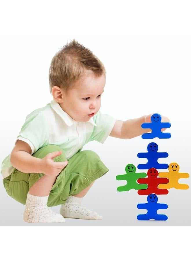 Wang 16 Pieces,Wood Balance Building Blocks Stacking Games Toys for Kids Children Toddlers Preschool Boys and Girls Learning Educational Fine Motor Skill Toy 3D Wooden Assembled 4 Color - Image 3