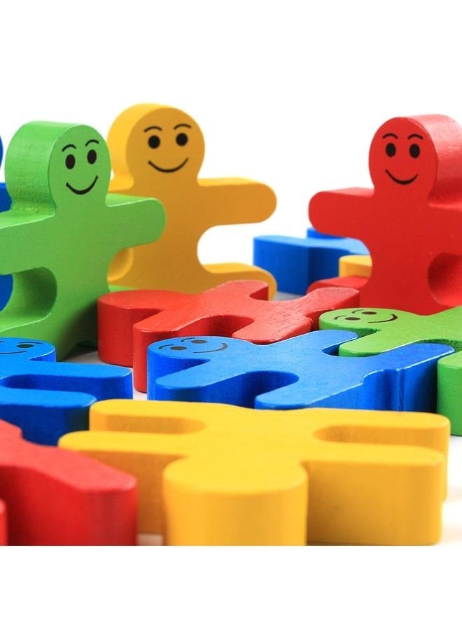 Wang 16 Pieces,Wood Balance Building Blocks Stacking Games Toys for Kids Children Toddlers Preschool Boys and Girls Learning Educational Fine Motor Skill Toy 3D Wooden Assembled 4 Color - Image 4