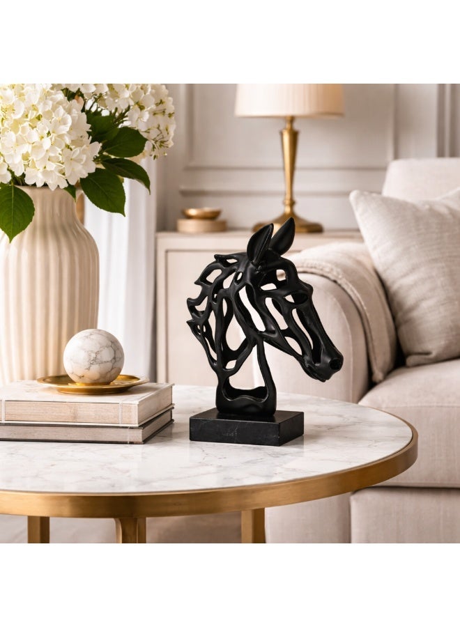 Black Abstract Horse Head Sculpture, Handmade Home Decor - Image 1