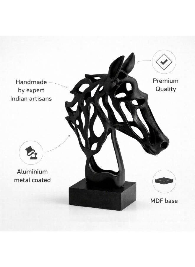 Black Abstract Horse Head Sculpture, Handmade Home Decor - Image 3