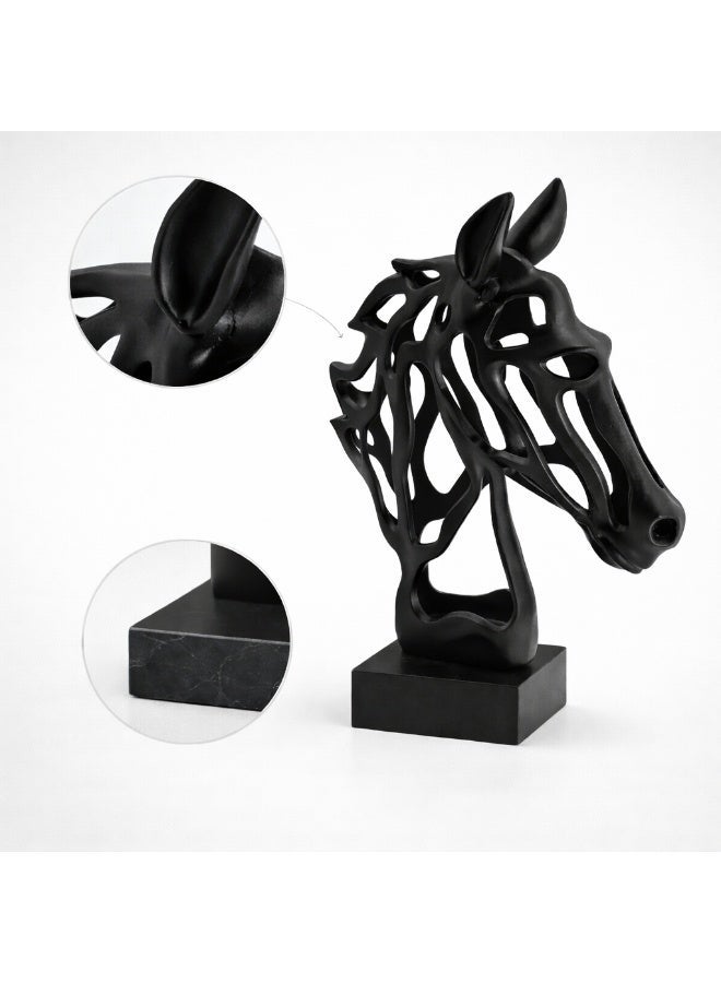 Black Abstract Horse Head Sculpture, Handmade Home Decor - Image 4