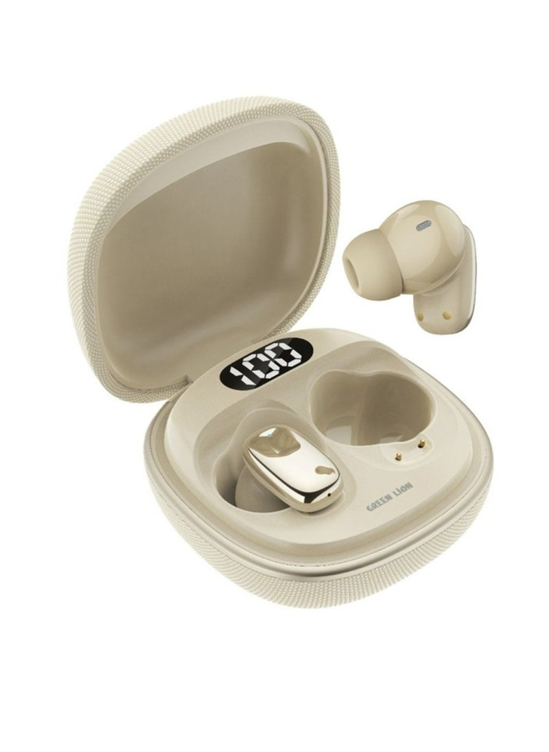 GREEN LION True Wireless Earbuds, IPX5 Water Resistance, LED Digital Display, Bluetooth Version 5.4 - Beige  - Image 1