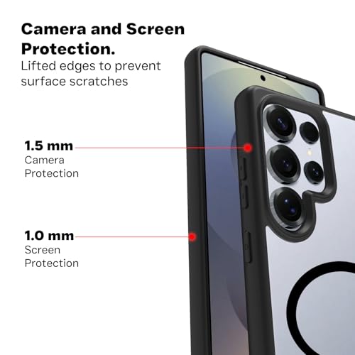 RIGGEAR Shockproof Sleek Hybrid Armor Magnetic Back Cover Case Compatible with MagSafe Accessories for Samsung Galaxy S25 Ultra (Clear PC with Black TPU Bumper) - Image 5