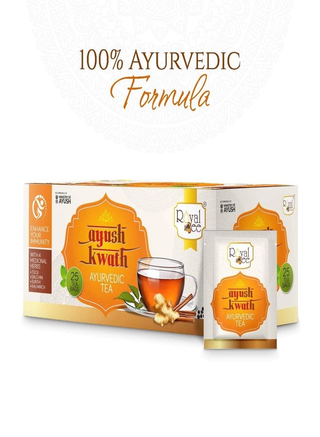 Royal Bee Ayush Kwath Ayurvedic Tea|Enhance Your Immunity|Enhance Metabolism|Useful In fever & Cough|Good for Asthama Patient|Reduce The Risk of Several Disease|(25 TeaBags/Box) - Image 1