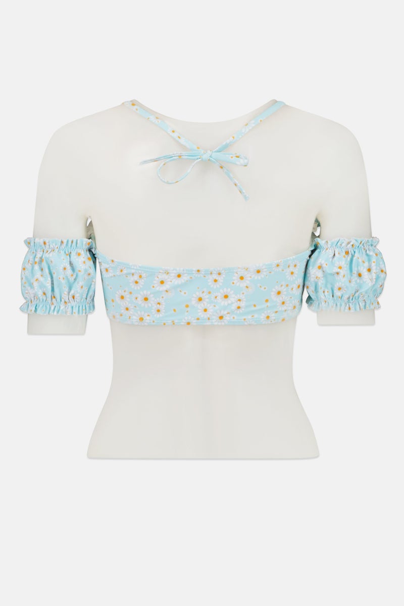 Missguided Women Floral Print Bikini Top, Turquoise - Image 2