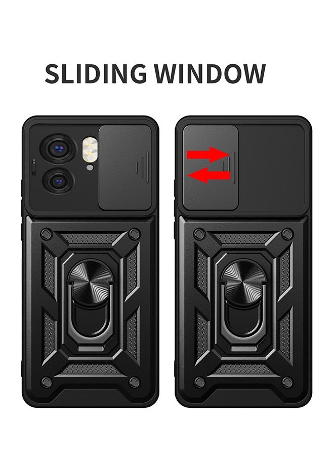 SNBFA - Motorola Edge 40 Case with Slide Camera Lens Cover,Heavy Duty Rugged Shockproof Cover Built-in 360° Ring Stand Protective Phone Case for Motorola Edge 40 5G - Image 1