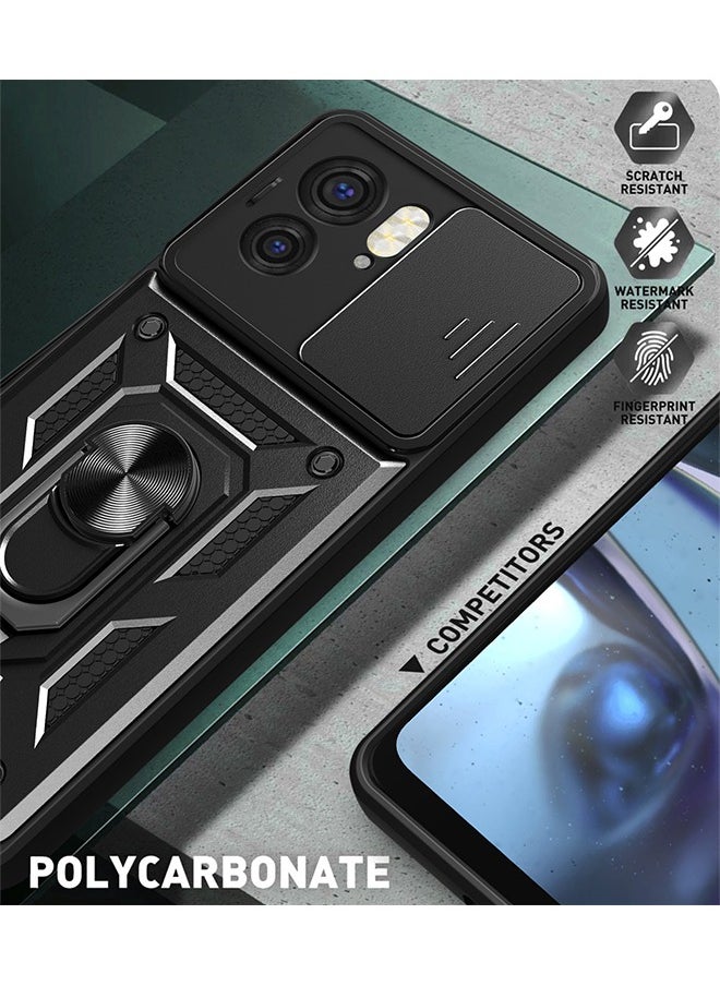 SNBFA - Motorola Edge 40 Case with Slide Camera Lens Cover,Heavy Duty Rugged Shockproof Cover Built-in 360° Ring Stand Protective Phone Case for Motorola Edge 40 5G - Image 1
