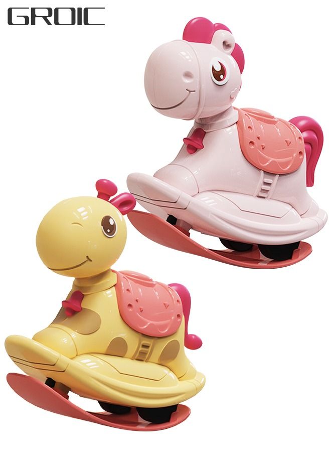 GROIC 2 Pieces Rocking Horse Toys Press and Go Toy Cars Pull Back Vehicles Horse Car for Kids - Image 1