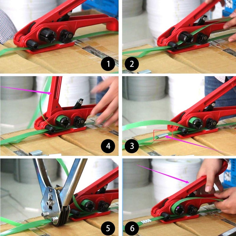 klarako Strapping Tool Kit, Strap Tensioner and Sealer Tool Set with Triangular Fixation Flexible Operation Desgin for PP and PET 0.47"to 0.75"(12-19mm) - Image 1