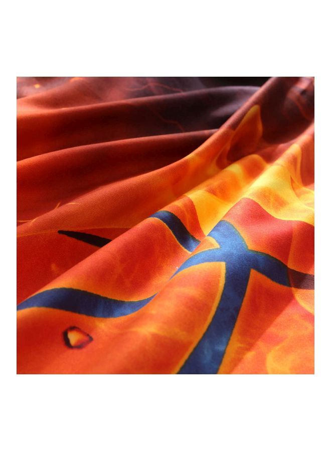 NIBEMINENT 3-Piece Basketball Design Pillow Case And Bed Cover Set Polyester Blue/Orange/Red - Image 4