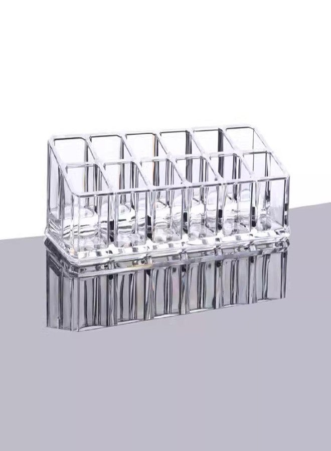Yakri Clear Acrylic Lipstick or Brush Holder Display Stand Cosmetic Organizer with 12 Compartment for Lipstick, Brushes, Bottles - Image 4