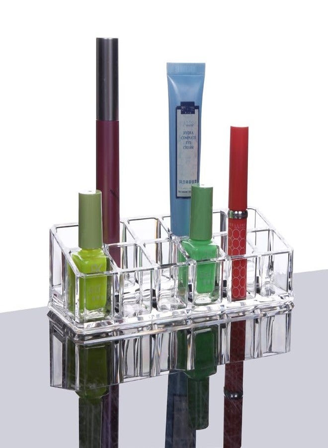 Yakri Clear Acrylic Lipstick or Brush Holder Display Stand Cosmetic Organizer with 12 Compartment for Lipstick, Brushes, Bottles - Image 1
