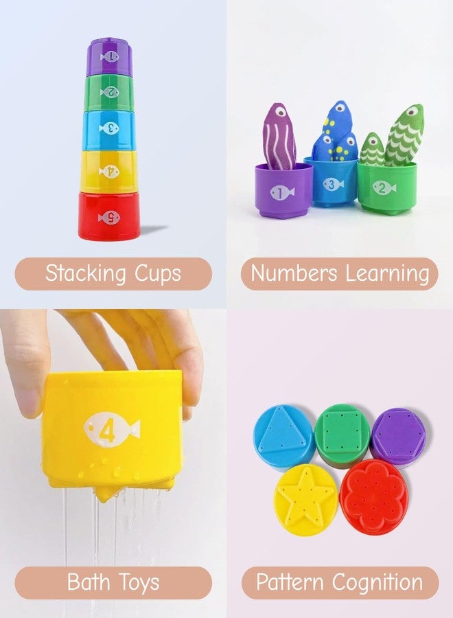 Hasviey Montessori Toys for 1 Year Old, Cloth Fishing Game for Toddlers 1-3 with Stacking Cups, Baby Boy Girl First Birthday Gift, Color Sorting | Number Counting | Shape Learning - Image 4