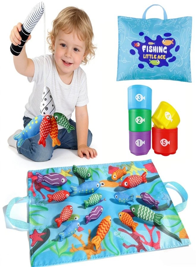 Hasviey Montessori Toys for 1 Year Old, Cloth Fishing Game for Toddlers 1-3 with Stacking Cups, Baby Boy Girl First Birthday Gift, Color Sorting | Number Counting | Shape Learning - Image 1