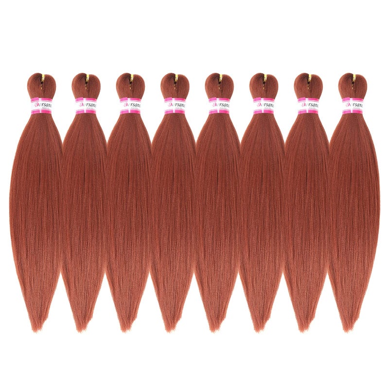 Dorsanee Ginger Braiding Hair Pre Stretched 16 Inch 8 Packs Braiding Hair Extensions for Crochet Box Braids Twists Locs Hair Itch Free Soft Yaki Texture Hot Water Setting 16inch350