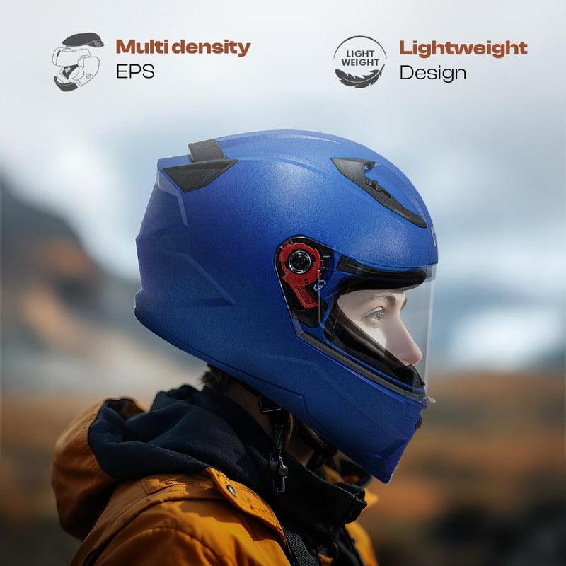 STUDDS Raider Street ISI Certified Full Face Helmet for Men and Women with Clear Visor (Blue - M) - Image 5