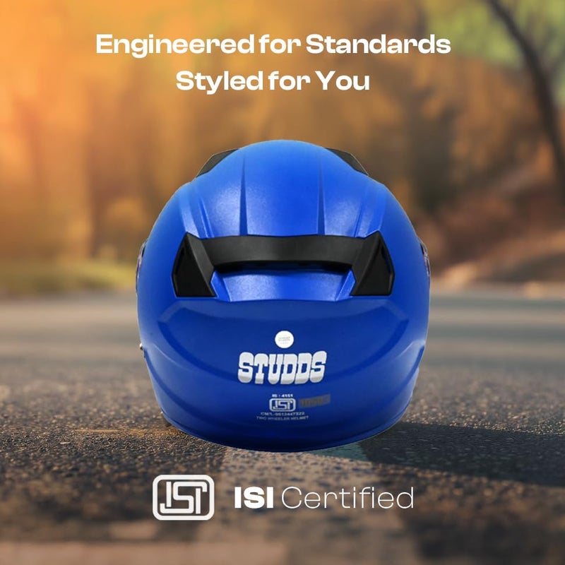 STUDDS Raider Street ISI Certified Full Face Helmet for Men and Women with Clear Visor (Blue - M) - Image 4