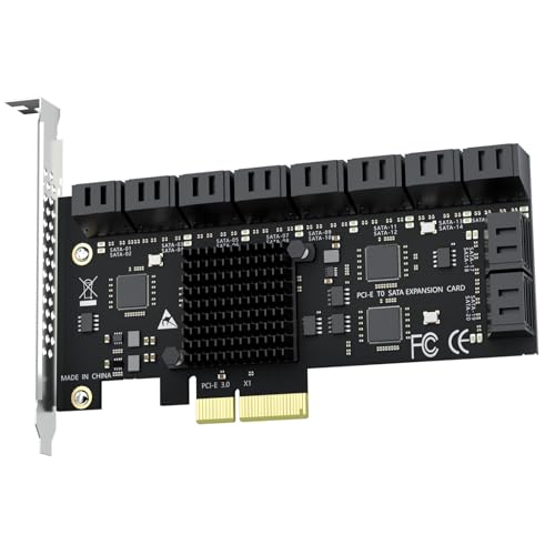 GLOTRENDS SA3220 20-Port PCIe X4 SATA Expansion Card, Compatible with Windows,Linux,Mac OS,NAS - Image 1