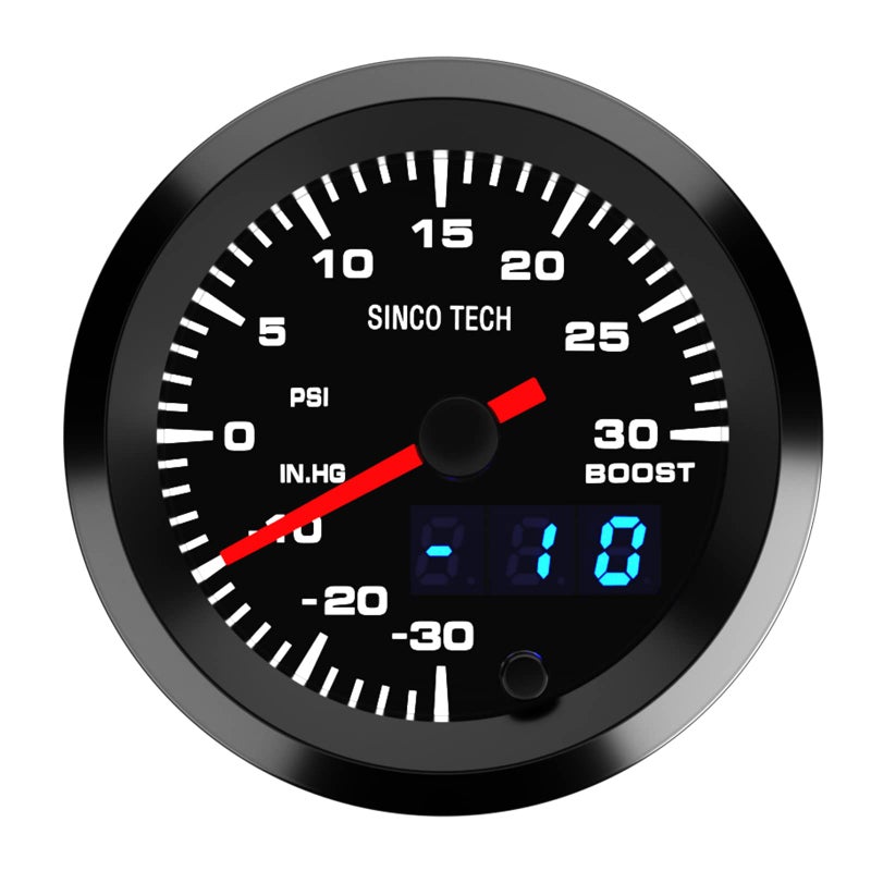 Generic SINCO TECH Boost Turbo Gauge with Sensor 52mm Car Meter PSI Gauge Digital Display Pointer 7 Colors LED Boost Gauge Kit 12V Universal (Boost Gauge)…  - Image 2