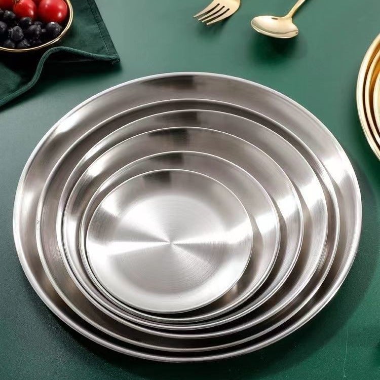 طبق ستانلس ستيل كوري 304 طراز مطعم غربي طبق فواكه ستيك شواء طبق ديم سم سميك - Image 1