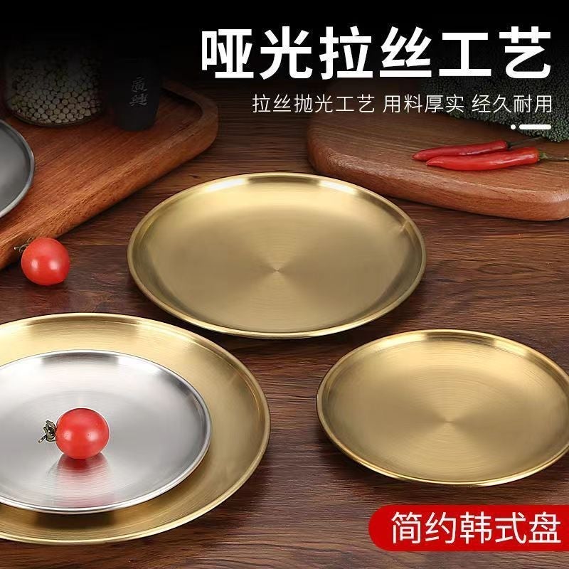 طبق ستانلس ستيل كوري 304 طراز مطعم غربي طبق فواكه ستيك شواء طبق ديم سم سميك - Image 5