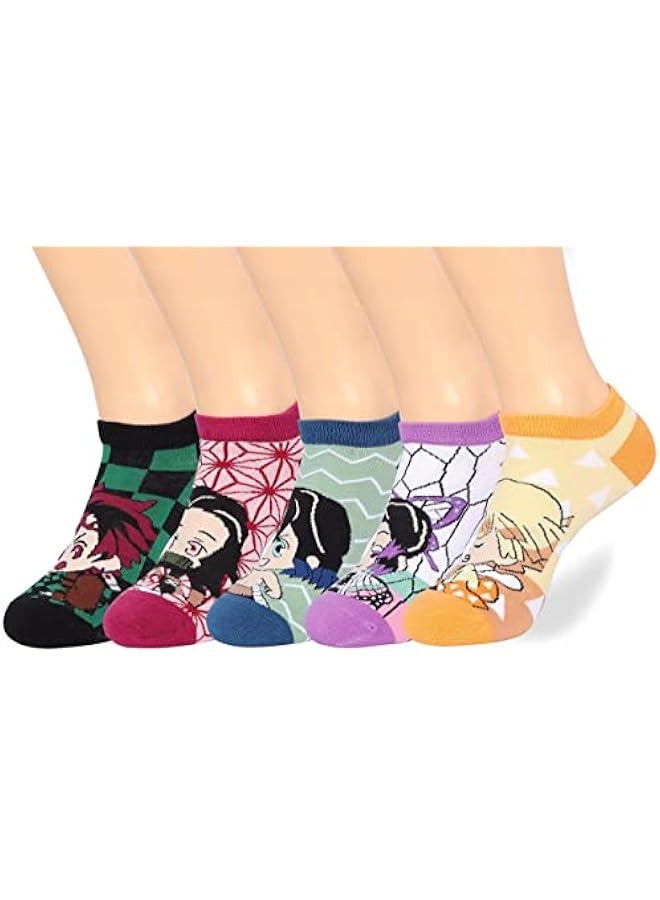 Anime Demon Slayer Ankle Socks 5 Pairs Low Cut Socks Cosplay No Show Socks For women men - Image 1