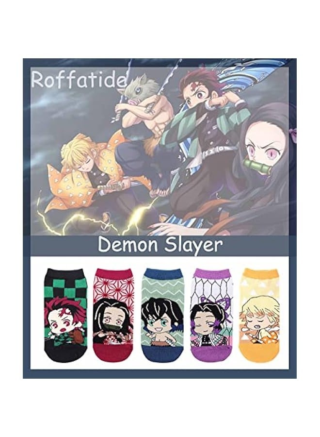 Anime Demon Slayer Ankle Socks 5 Pairs Low Cut Socks Cosplay No Show Socks For women men - Image 4