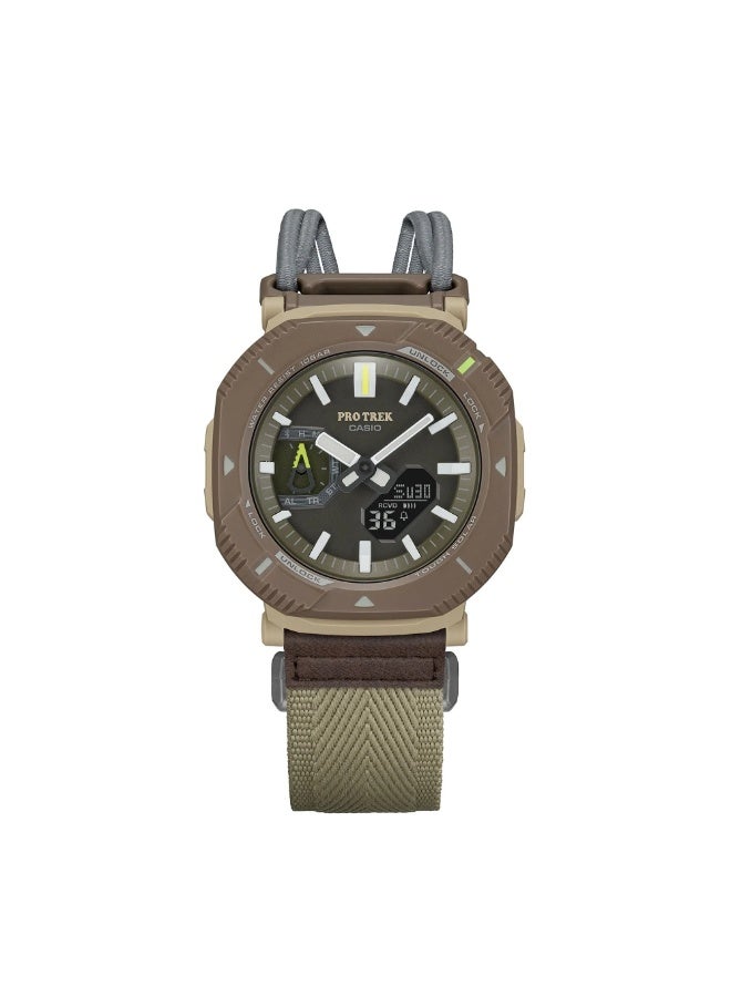 كاسيو Pro Trek Solar Bluetooth Outdoor Men’s Watch PRJ-B001-5D, 50.3 mm Beige Bio-Based Resin Case & Band, 100 m WR - Image 3