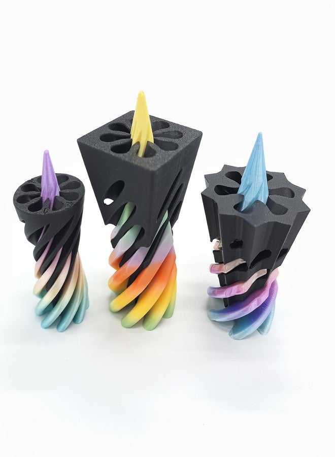 Apear1 6 Pack Spiral Cone Fidget Toys, 3D Printed Impossible Cone, Flexible Pyramid Passthrough Toys for Stress Relief, Mini Desktop Deco Souvenir Gift Adults & Kids for Anxiety Relaxing (Rainbow Black) - Image 4