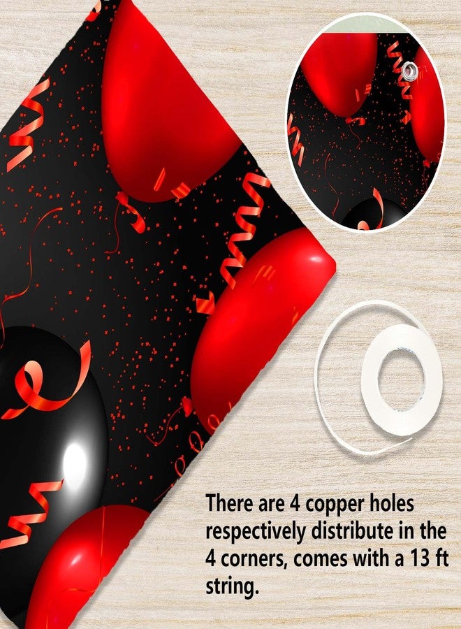 DZTRELFK Happy 30th Birthday Red Black Decorations Banner Backdrop Background Balloons Cheers to 30 Years Old Bady Theme Decor for Girls Boys Happy 30 Birthday Party Photo Booth Props Favors Supplies - Image 3
