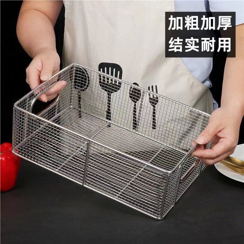Stainless Steel Square Basket Fritters Basket Thickened Stainless Steel Handled Square Basket Fried Snacks Oil Control Basket Fried Chicken Powder Wrapping Shake Basket - Image 2