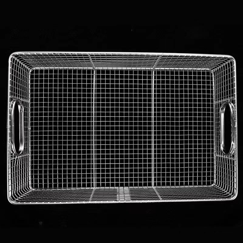 Stainless Steel Square Basket Fritters Basket Thickened Stainless Steel Handled Square Basket Fried Snacks Oil Control Basket Fried Chicken Powder Wrapping Shake Basket - Image 3