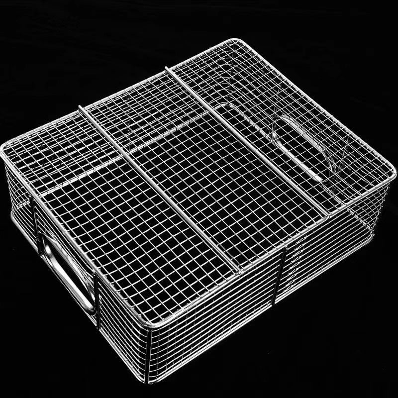 Stainless Steel Square Basket Fritters Basket Thickened Stainless Steel Handled Square Basket Fried Snacks Oil Control Basket Fried Chicken Powder Wrapping Shake Basket - Image 4