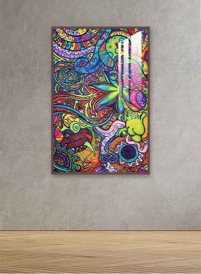 ماركتنا لوحة جدارية120×80سم مع برواز بني وطبقة اكريلك شفاف بتصميم تجريدي - Image 1