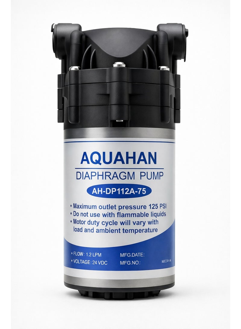 مضخة وموتور فلتر مياه RO 7 مراحل 24 فولت – ضغط عالي حتى 125 PSI – تشغيل هادئ ومتوافق مع جميع فلاتر المياه المنزلية - Image 1