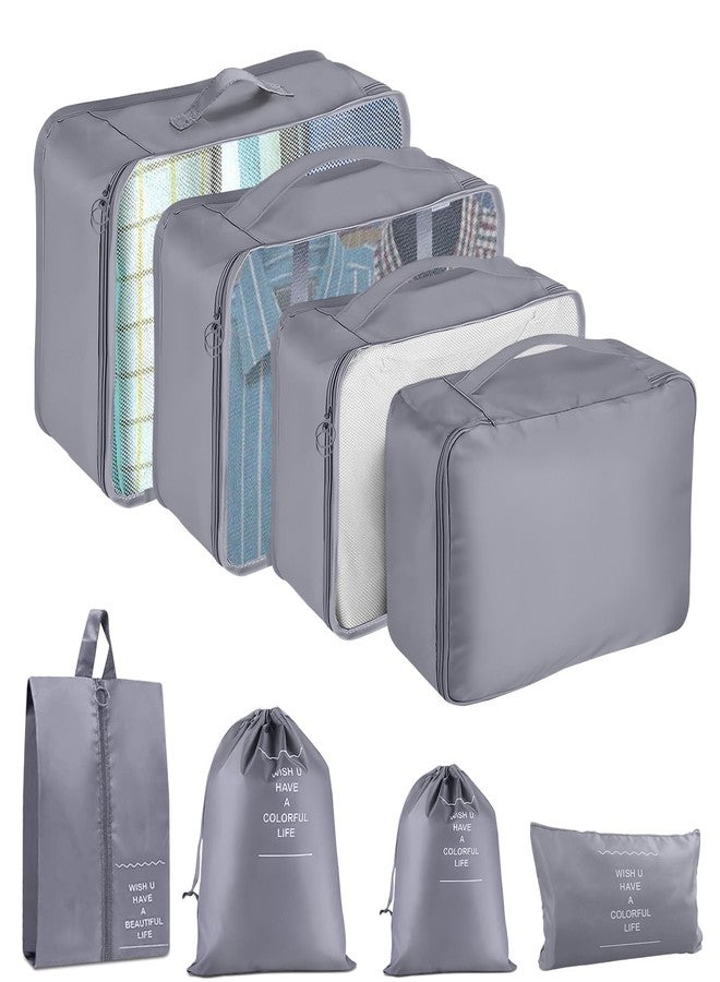 YEEYAA Packing Cubes for Travel - 8 Set Luggage Organizer Bags for Family, Mesh Breathable Travel Packing Cubes for Suitcases Durable Travel Essentials Bags Set - Image 1