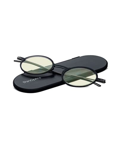 ThinOptics Manhattan Blue Light Blocking Glasses Reading, Round/Black, 44 mm + 2.5 - Image 2