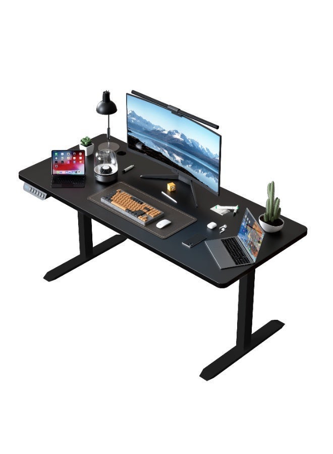 PORIYA Electric Standing Desk - Motorized Height Adjustable Sit Stand Table with Touch Control Panel, Cable Management, and Headphone Hook - Ideal for Home Office (Black Frame+120cm Black Top) - Image 2