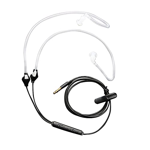 RICH IStereo Ear Headphones,Air Tube Anti-Radiation Headsets Earphone,in Ear Stereo Noise Isolating Anti-Radiation Earbuds with Microphone for Mobile Phone Black - Image 1