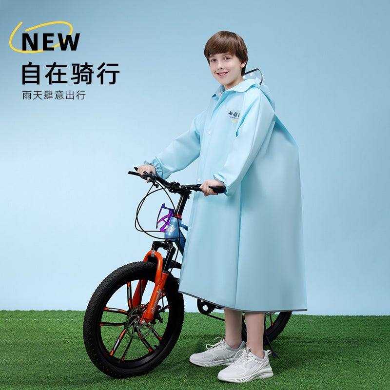 New Children'S Raincoat With Zipper For Boys And Girls Junior Senior High School Primary School Students Middle And Big Children'S Long Poncho With Schoolbag - Image 4