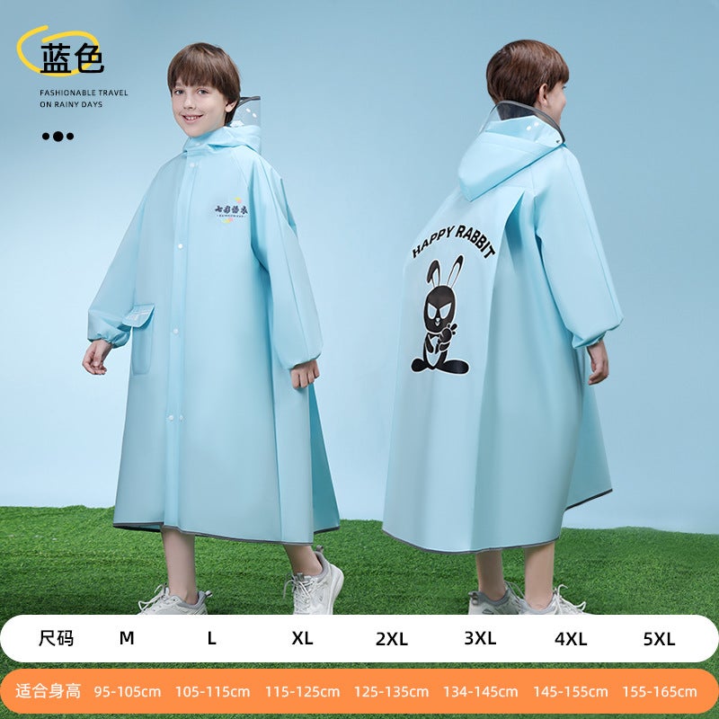 New Children'S Raincoat With Zipper For Boys And Girls Junior Senior High School Primary School Students Middle And Big Children'S Long Poncho With Schoolbag - Image 1