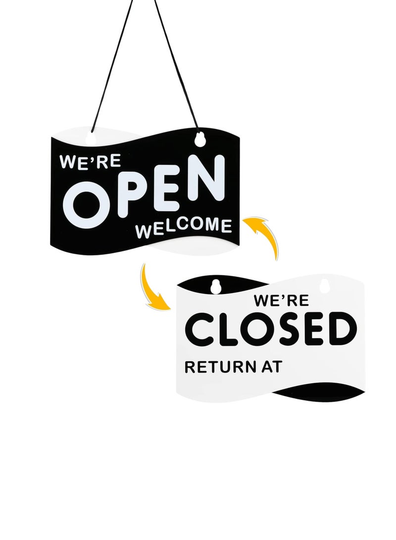 Arab Land Solutions Open Closed Acrylic Sign Double Sided for Restaurant Retail Stores Bar Door Window Wall (9x9 Inch) - Image 1