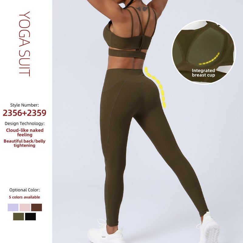 Nariele New Cloud Ribbed Yoga Set Womens Fitness Suit Black - Image 5