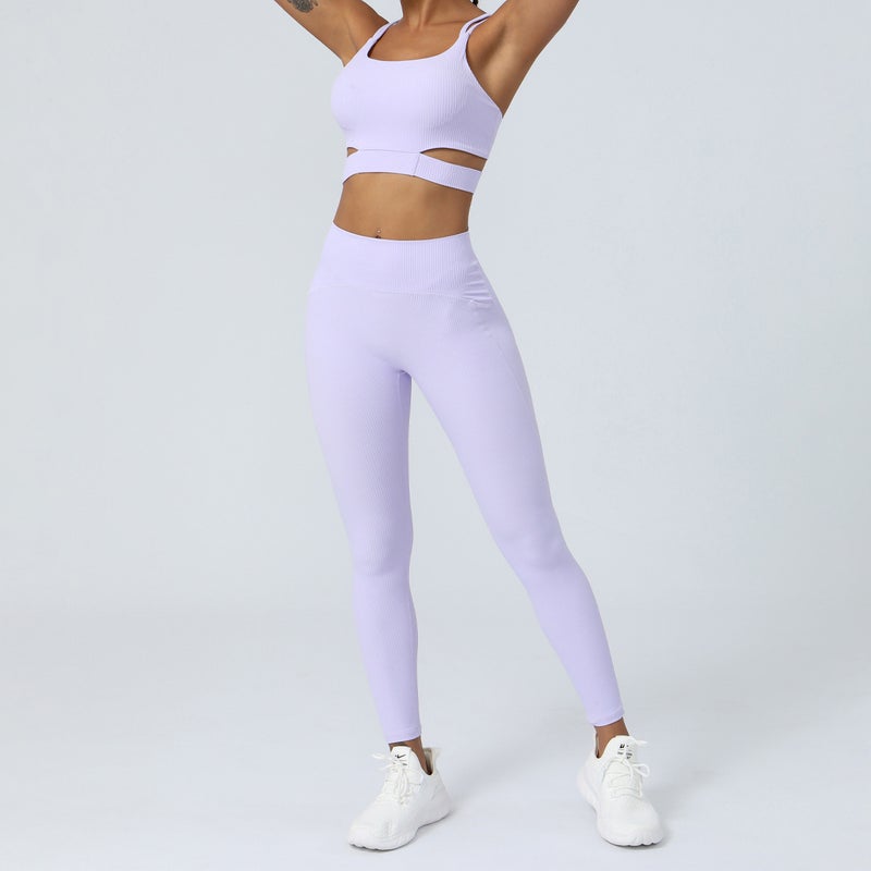 Nariele New Cloud Ribbed Yoga Set Womens Fitness Suit Black - Image 4