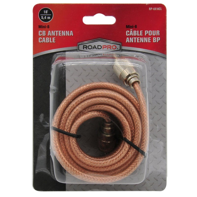 Roadpro RP-8X18CL 18FT CB Antenna Mini-8 Coax Cable with PL-259 Connector, Clear - Image 2