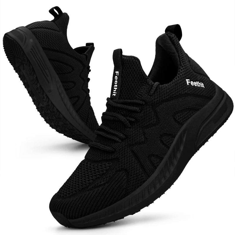 Feethit Womens Running Shoes Tennis Walking Shoes Slip on Sneakers Lightweight Gym Shoes for Workout Work Travel Athletic Black Size 10 - Image 1