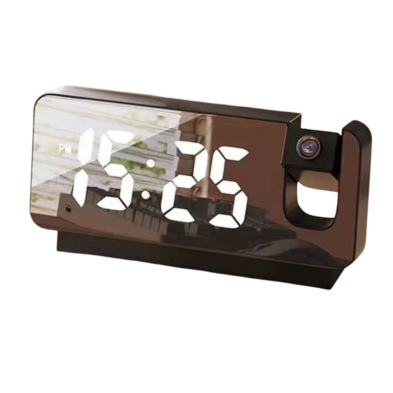 Bedroom Projection  Clock, Multi-Function Digital Warning Clock with Night Light, Dimmer, USB Charger, Bedroom Ceiling Projection Clock (Black Plug-in Model) - Image 1